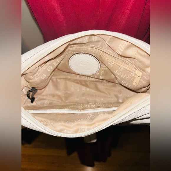 Etienne Aigner Pebbled White Pebbled Leather Chain Logo Handle Purse Handbag - Picture 7 of 7